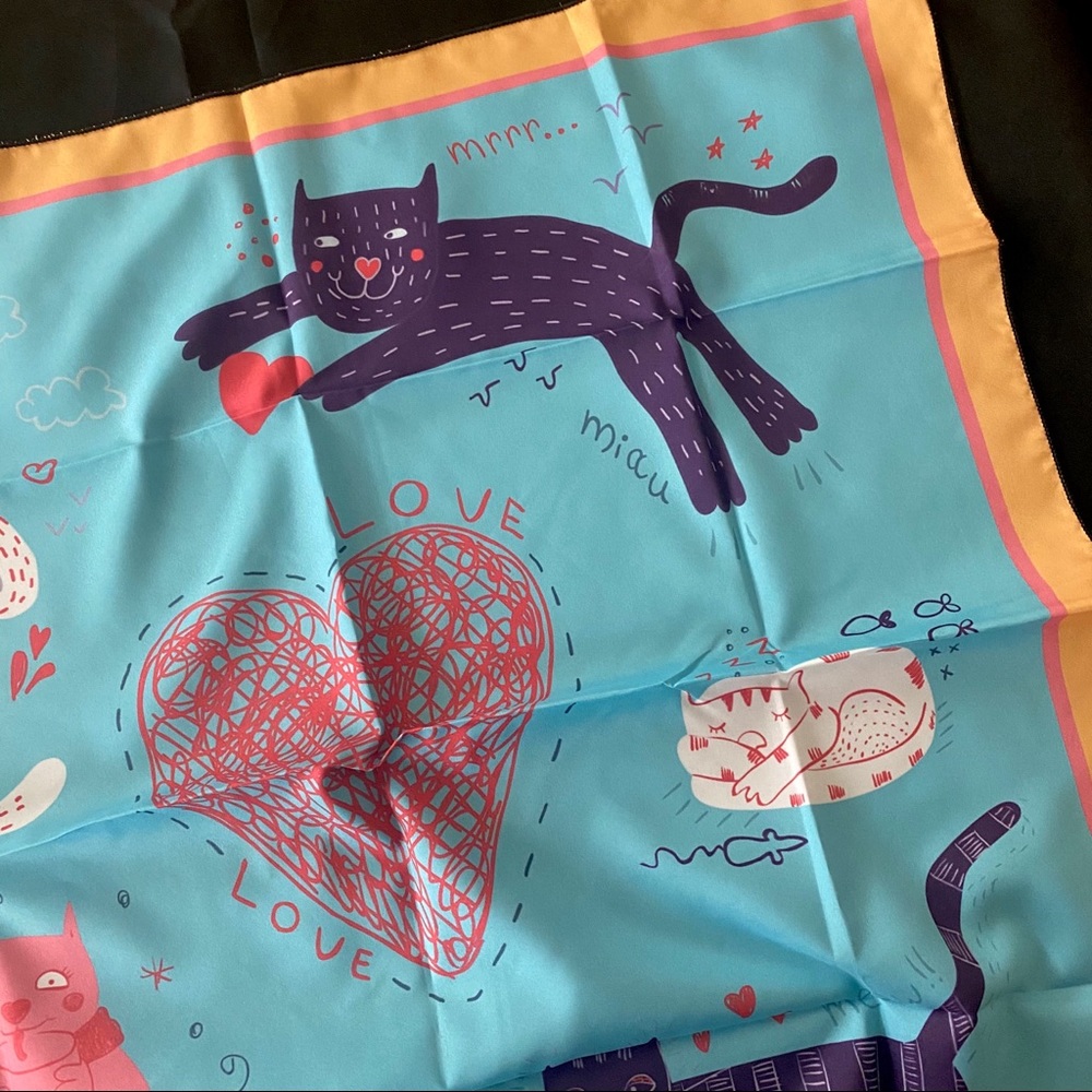 💕Last one Blue Cats Cat Silky Scarf - Picture 3 of 6